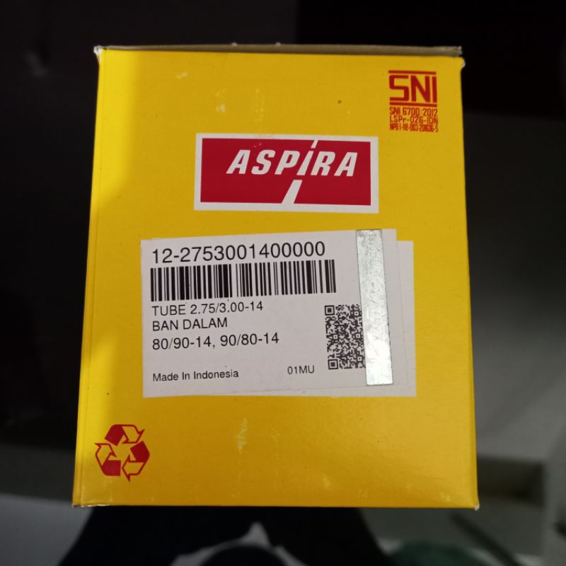 Ban Dalam ASPIRA Motor Matic Beat Vario Belakang ring 14 275/300-14