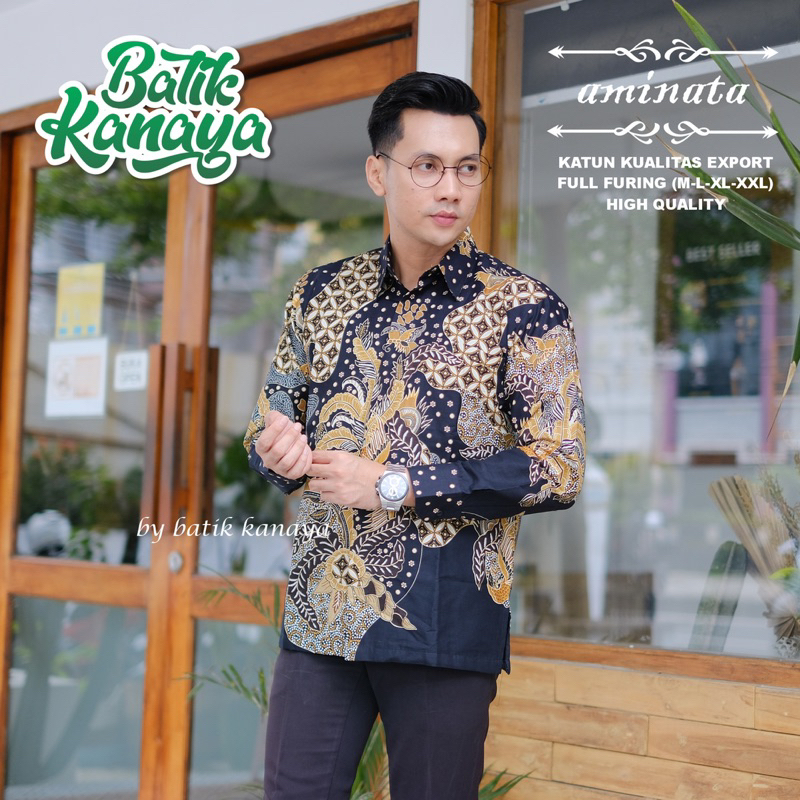 AMINATA Baju Batik Pria Berlapis Furing Bahan Katun Berkualitas Ekspor