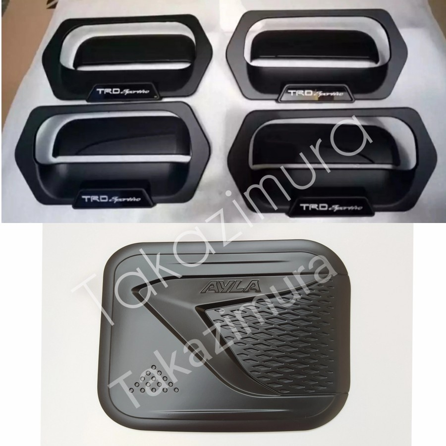 PAKET Tangki Cover Handle &amp; Outer TRD HITAM Mobil AYLA 2012 2013 2014 2015 2016 2017 2018 2019 2020 2021 2022 2023