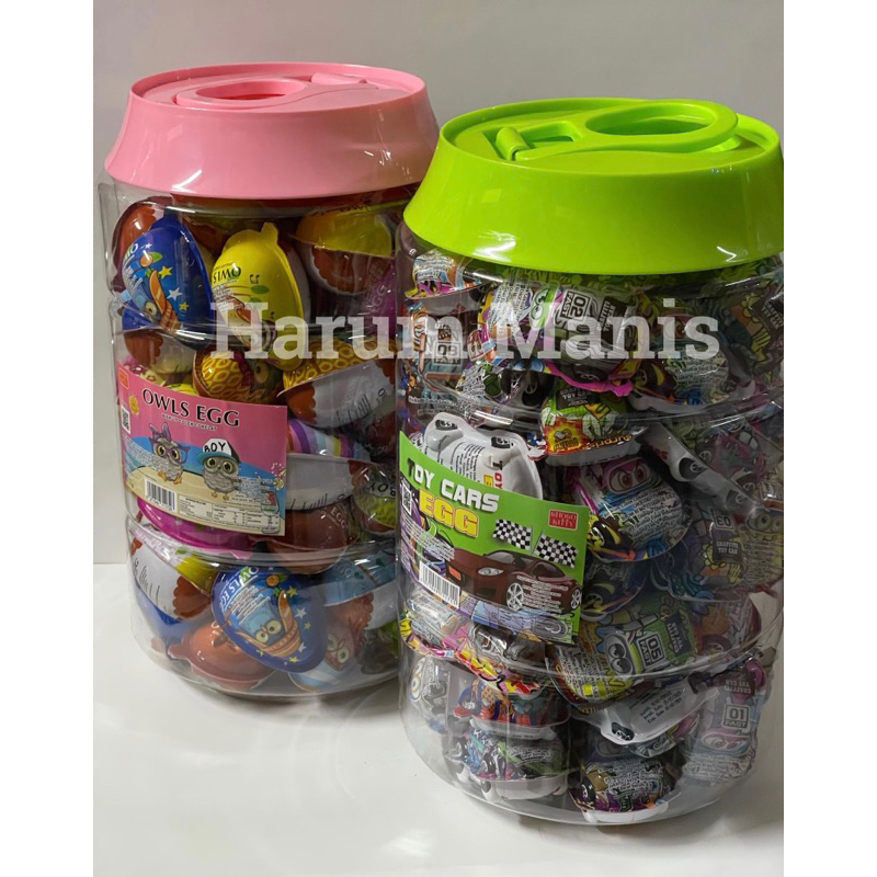 

Biskuit Colek Coklat Owl Egg Toy Car Eggs Toples Jumbo isi 60