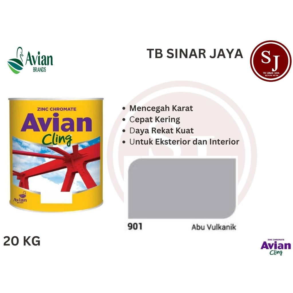 AVIAN CLING ZINC CHROMATE CAT DASAR BESI KEMASAN 4KG - 901 ABU VULKANIK