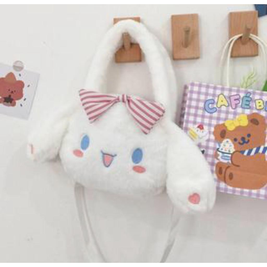 Sling Bag Cinnamorol Tas Selempang Bulu Lucu Boneka Kekinian