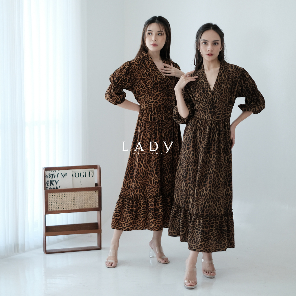 Ladybydiana CELESTE DAILY WEAR Maxi Dress Kimono Motif Leopard