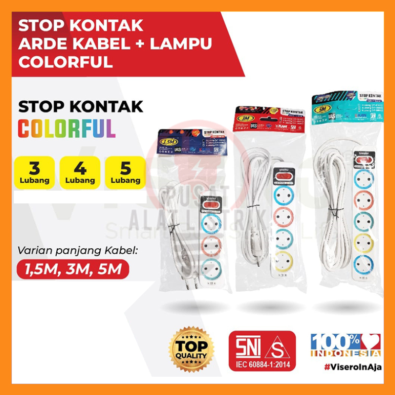 STOP KONTAK KABEL 3/4/5 L LUBANG LOBANG 1.5/3/5 M METER COLOKAN LISTRIK STOP KONTAK GEPENG TIPIS KABEL BERWARNA SNI