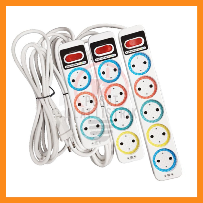 STOP KONTAK KABEL 3/4/5 L LUBANG LOBANG 1.5/3/5 M METER COLOKAN LISTRIK STOP KONTAK GEPENG TIPIS KABEL BERWARNA SNI