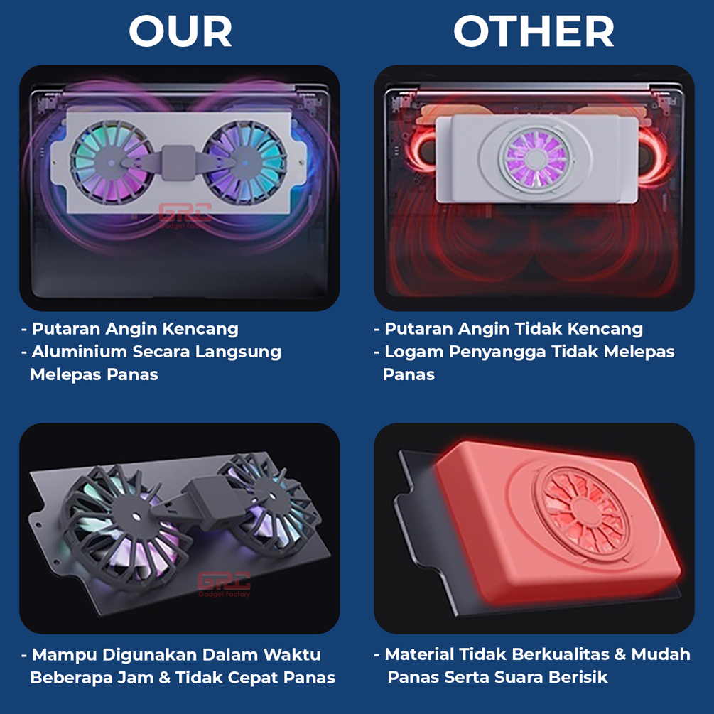 Laptop Stand Cooling Pad RGB Fan Cooler Pendingin Laptop Tatakan Meja