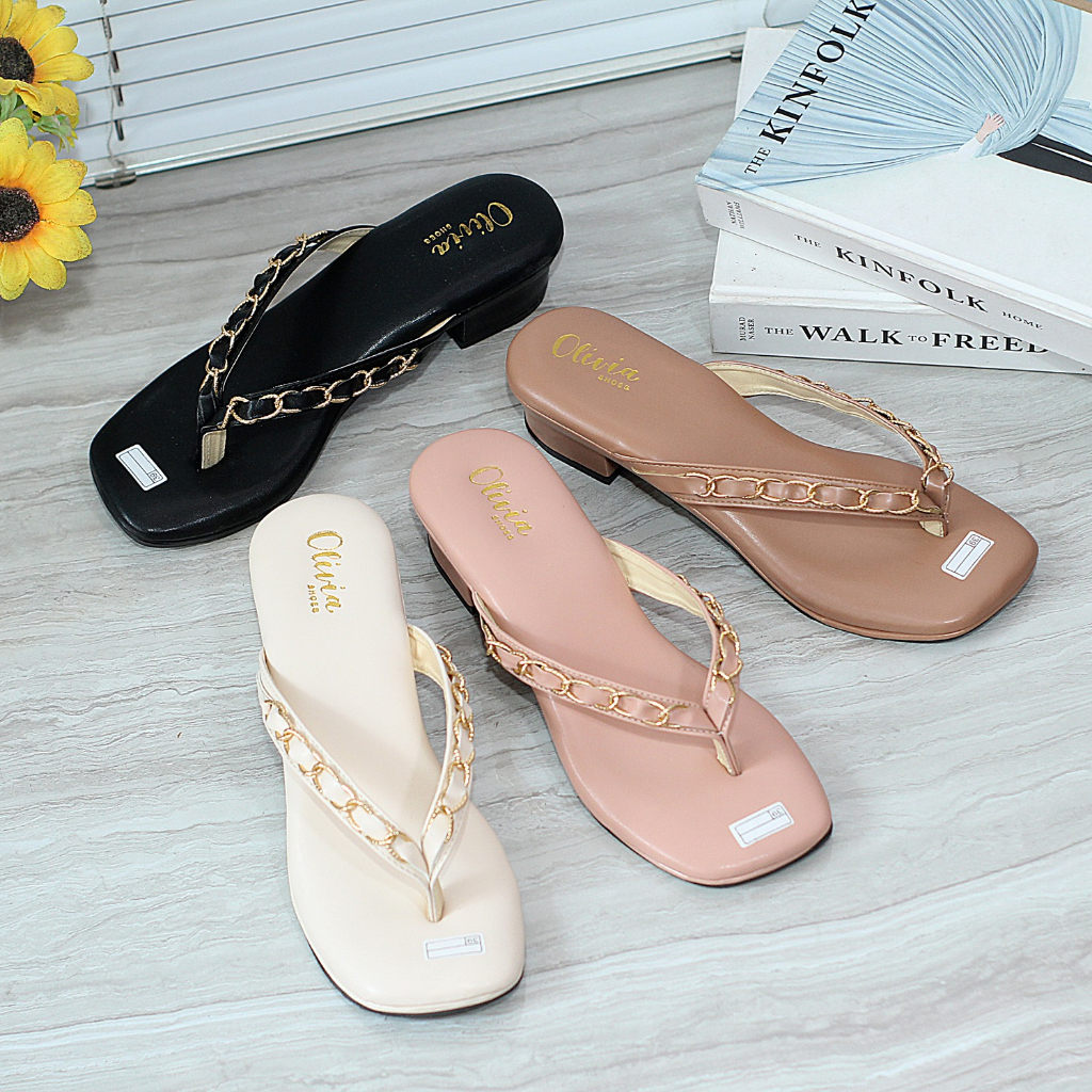 Sandal hak tahu wanita jepit 3 cm - CLAUDIA 01