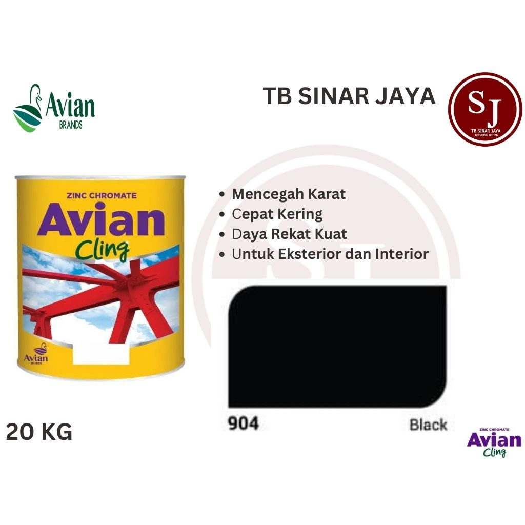 AVIAN CLING ZINC CHROMATE CAT DASAR BESI KEMASAN 20KG - 904 BLACK