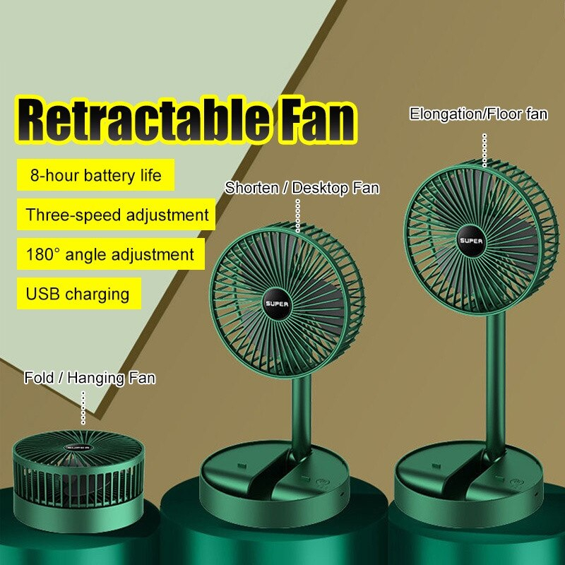 Kipas Lipat Mini Desktop Portabel 2000mah USB Rechargeable Stand Cooling Fan Lipat Meja