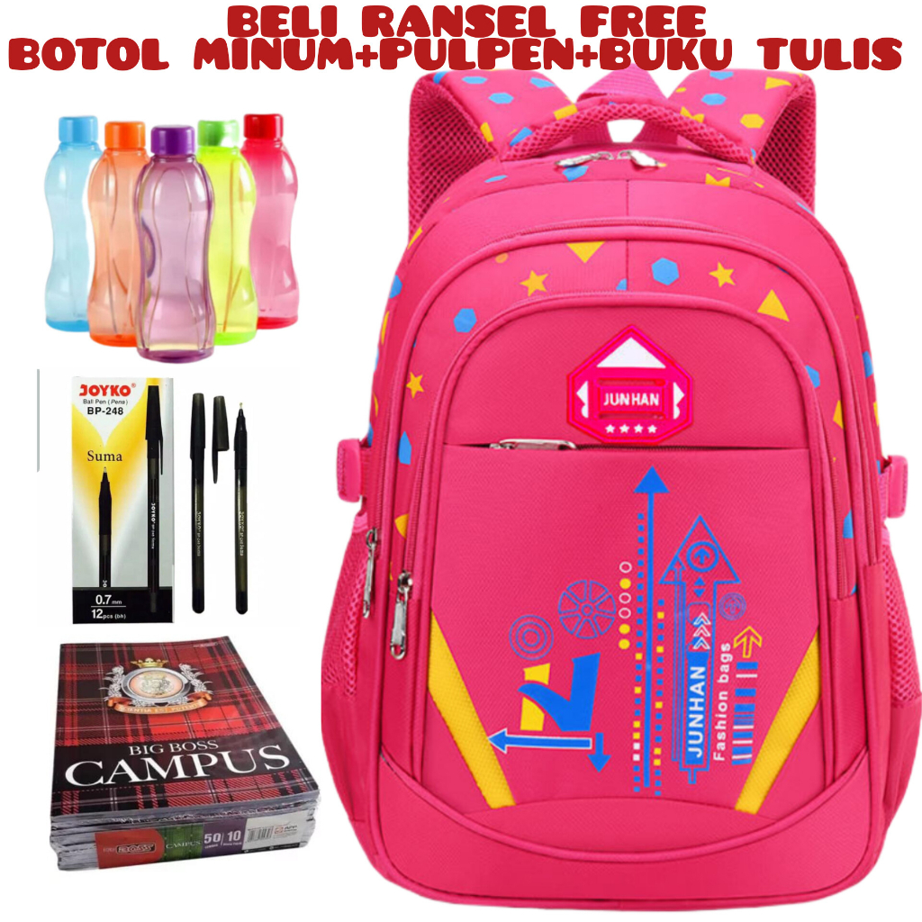 DT_Beli 1 Dapat 1 - Tas Sekolah Anak-anak Untuk Anak Perempuan Tas Sekolah Besar Tas Buku Sekolah Dasar Lucu Ransel Sekolah Anak Ransel Perjalanan_Beli Ransel Free Botol Minum+Pulpen+Buku Tulis