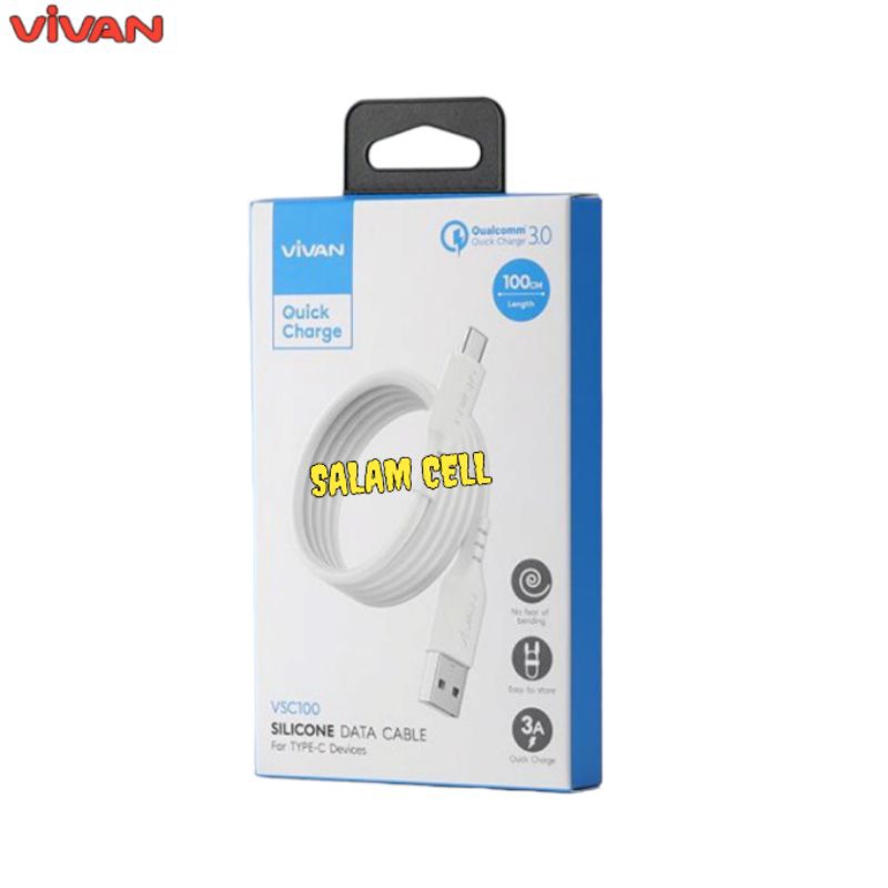 Kabel Data Type-C VIVAN VSC100 3A Quick Charge Original Garansi Resmi