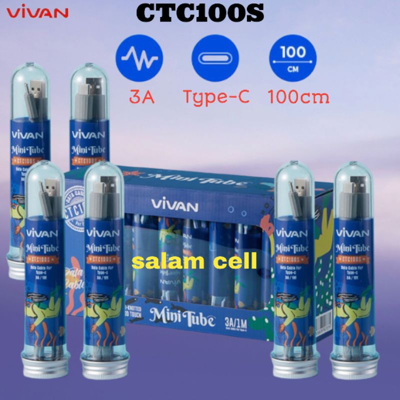 Kabel Data Type-C VIVAN CTC100S 3A 100cm Original Garansi Resmi