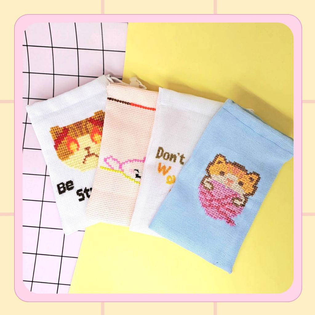 

Kotak Pensil Kanvas Kristik Korea Lucu Aesthetic + FREE GIFT