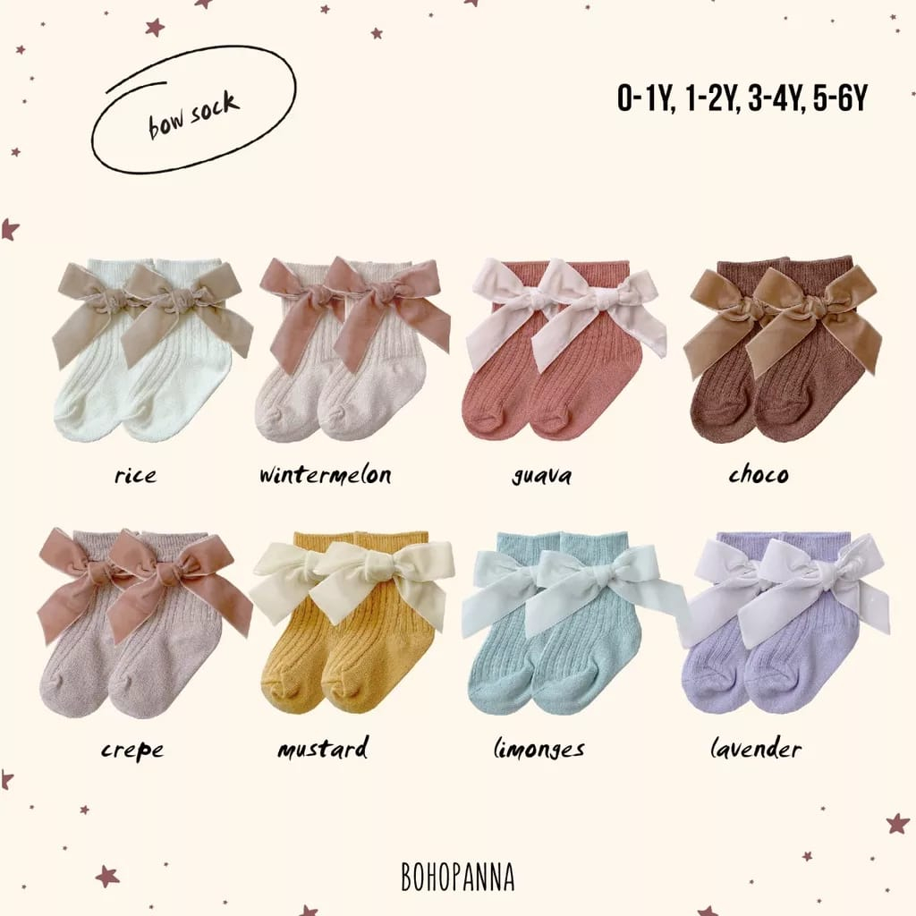 Bohopanna Bow Sock - Kaos Kaki Anak 1pcs (RANDOM) BHB-BWS