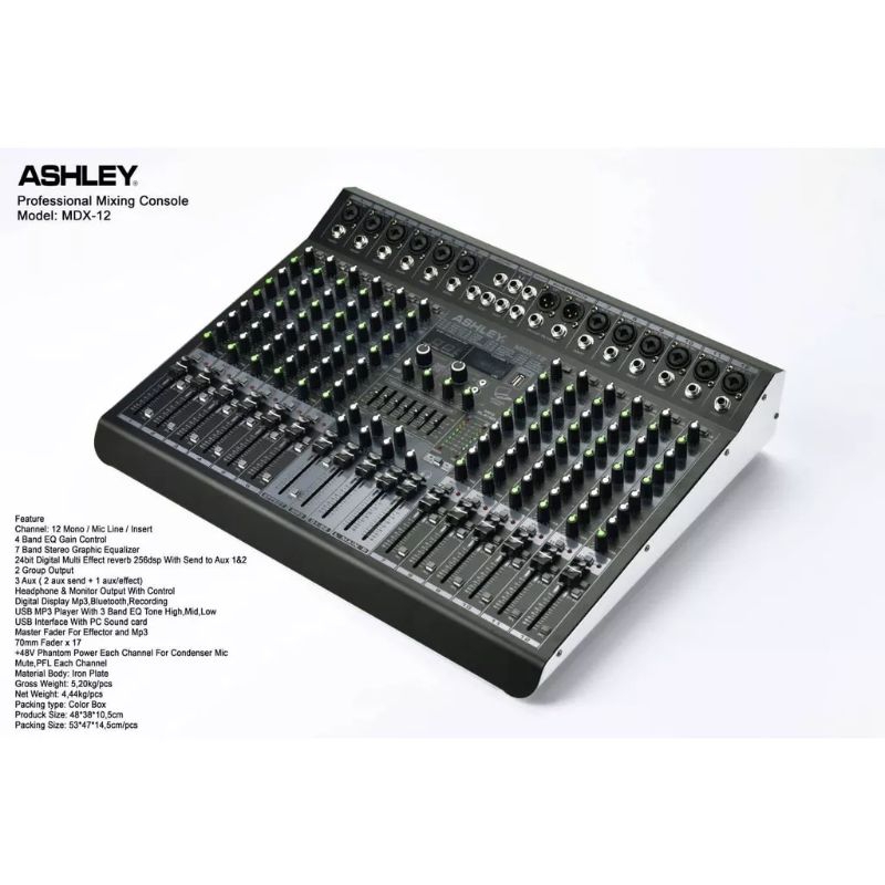 Mixer audio Ashley MDX12 / MDX 12 ( 12 Chanel full ) Original ashley