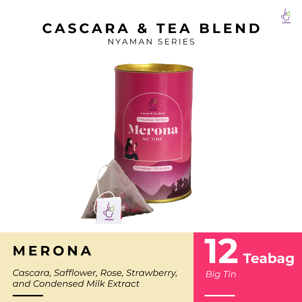 

Netisane Merona (Cascara, Rose, Safflower, Strawberry, dan Condensed Milk Extract) | Netisane Cascara Blend Nyaman Series | Artisan Tea / Teh Herbal | (Big Tin Can)