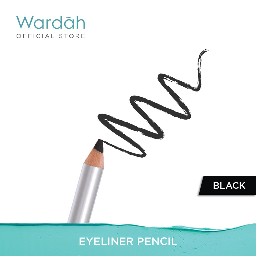 WARDAH Eyeliner Pencil Indonesia / 1.14g / Aplikator Persisi Hitam Intense Waterproof / Tekstur Lembut Tahan Lama Natural / Wanra Shade Black White Hitam Putih / Cosmetic Makeup Eyes Make Up Series / Pensil Pen Spidol Eye Liner Eyebrow Brow / EyeXpert