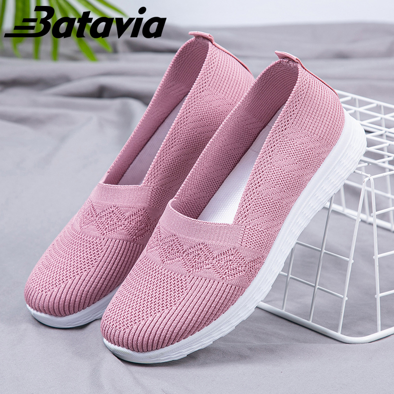 Batavia 2023 impor baru Sepatu Wanita sepatu flat wanita slip on Sepatu pantafel Wanita sepatu wanita rajut bernapas sepatu wanita Fashion premium sepatu ibu shoes wanita  sepatu wanita korea A166