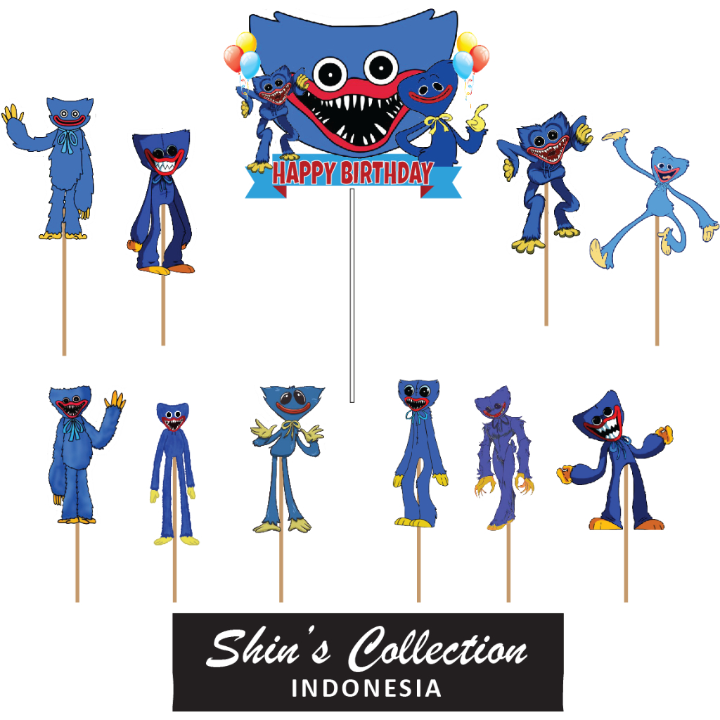 Cake topper Huggy Wuggy Solo Cartoon set 11 pcs