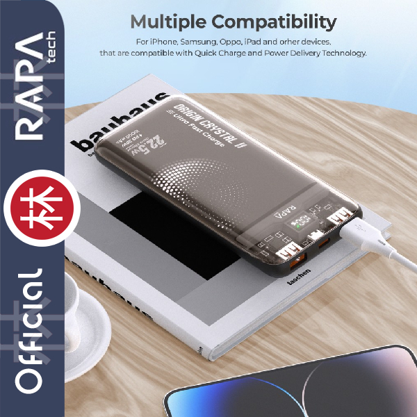 RAPAtech PB2021 - ORIGIN CRYSTAL II - QC 22.5W LED 10000 mAh Powerbank