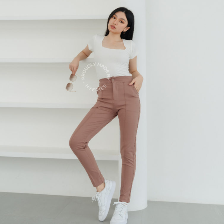 HYERIES COMFY ++ Haewon Highwaist Pants / Celana Panjang Wanita /  Ankle Pants / Celana Ankle / Long Pants / Celana Kerja Wanita / Slim Fit Pants / Celana Kasual Wanita / Celana Hitam / Celana Pensil Wanita / Celana Scuba / Celana Korea / Celana Kantor