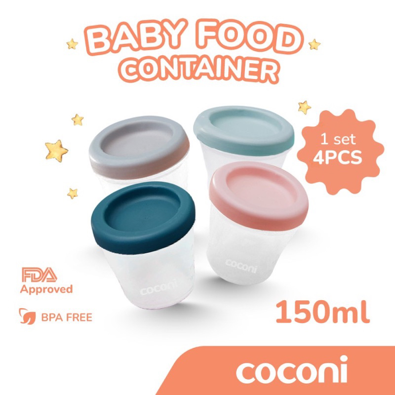 Coconi Air Tight Baby Food Container 150ml isi 4 pcs / Kontainer MPASI Bayi