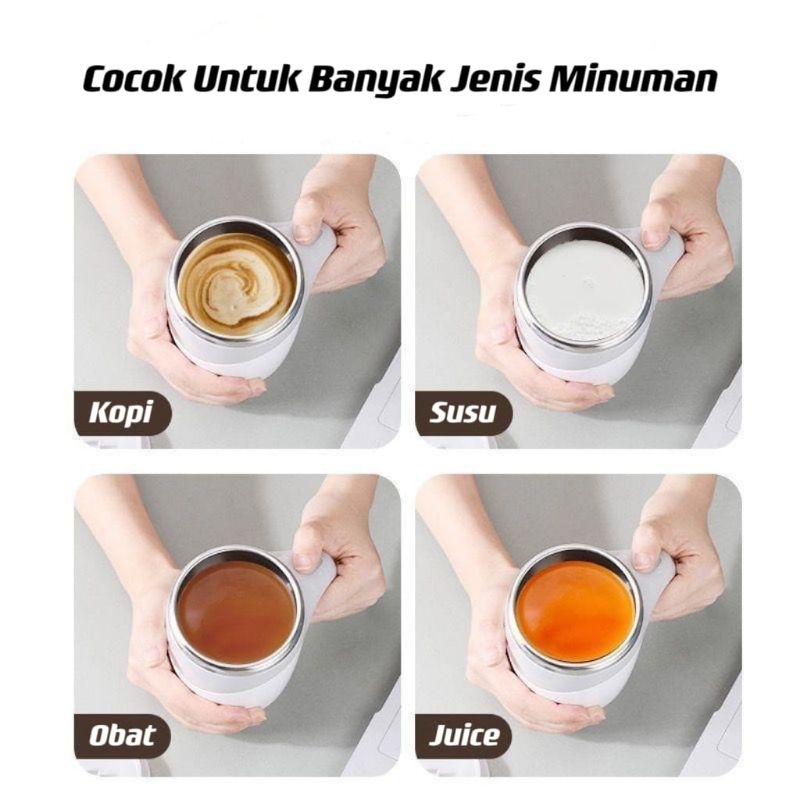 SELF STIRRING MUG Gelas Mixer Pengaduk Air Kopi Susu Jus Minuman Otomatis Praktis Food⭐IM.Olshop⭐