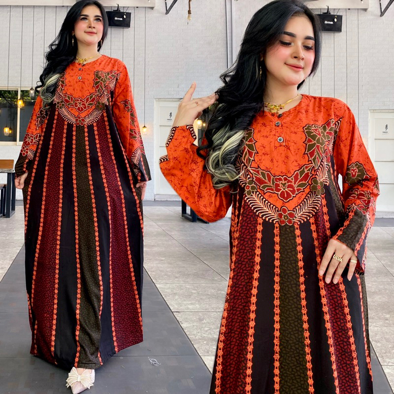 longdres syahrina lengan panjang kancing depan busui bumil murah adem