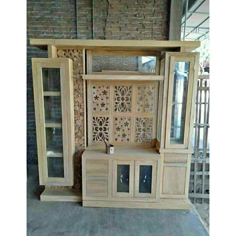 Partisi Penyekat Ruangan 2 Muka Kayu Jati 2mx2m