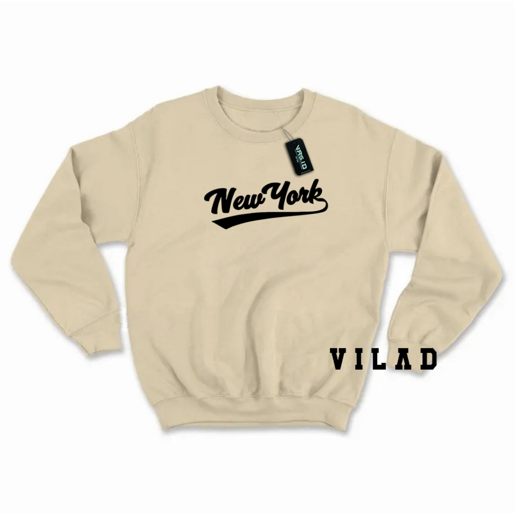 VASPLY Sweater Crewneck Pria Wanita Oversize New York Bahan Fleece Tebal Premium Distro