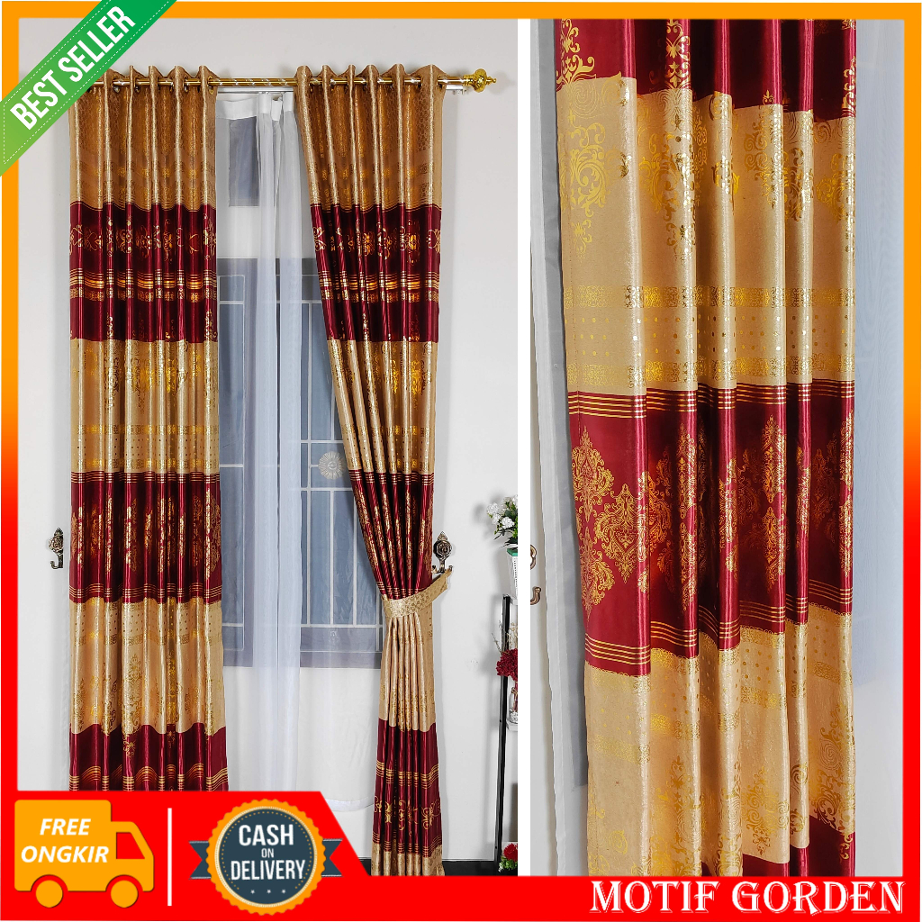 TIRAI GORDEN Hordeng PINTU JENDELA Ruang Tamu Mewah Motif Garis Simple Bahan Kain Blackout Tebal Tid