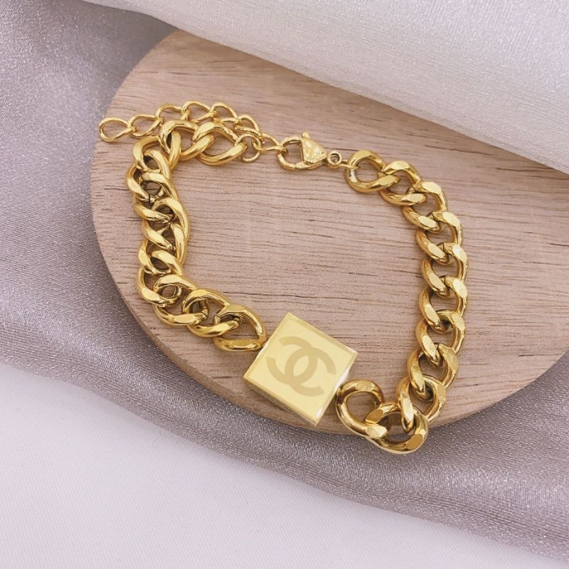 Gelang Titanium Stainless steel asli Premium Quality Anti karat anti alergi 02838