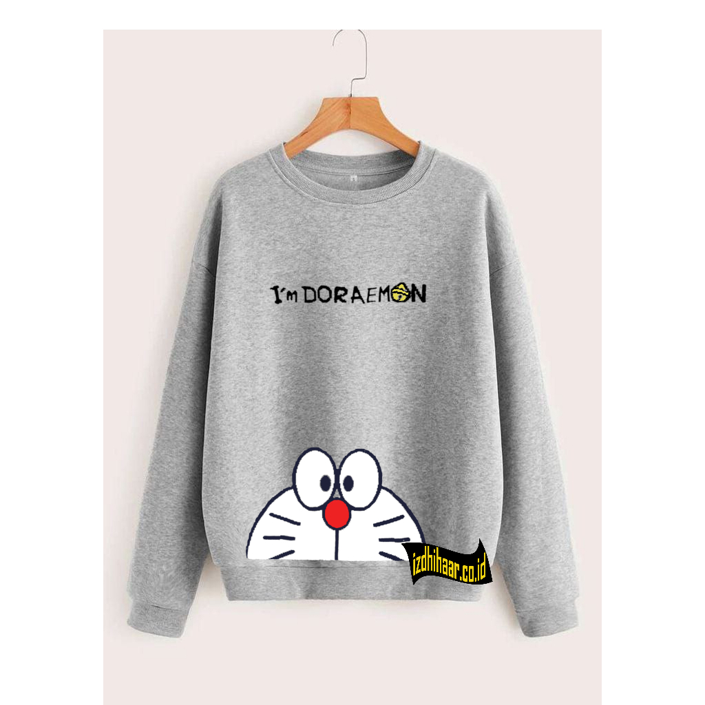 Sweater Wanita Oversize Sweatshirt Motif Doraemon Crewneck Remaja Dewasa Unisex M L XL XXL