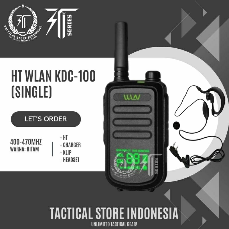 HT WLAN / HANDY TALKIE WLN KD C-100 SINGLE WITH LED INDICATOR + BONUS HEADSET HT - HITAM