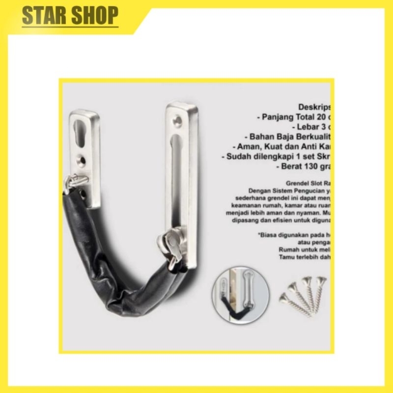 Grendel slot pintu rantai 20cm/slot pintu rumah rantai