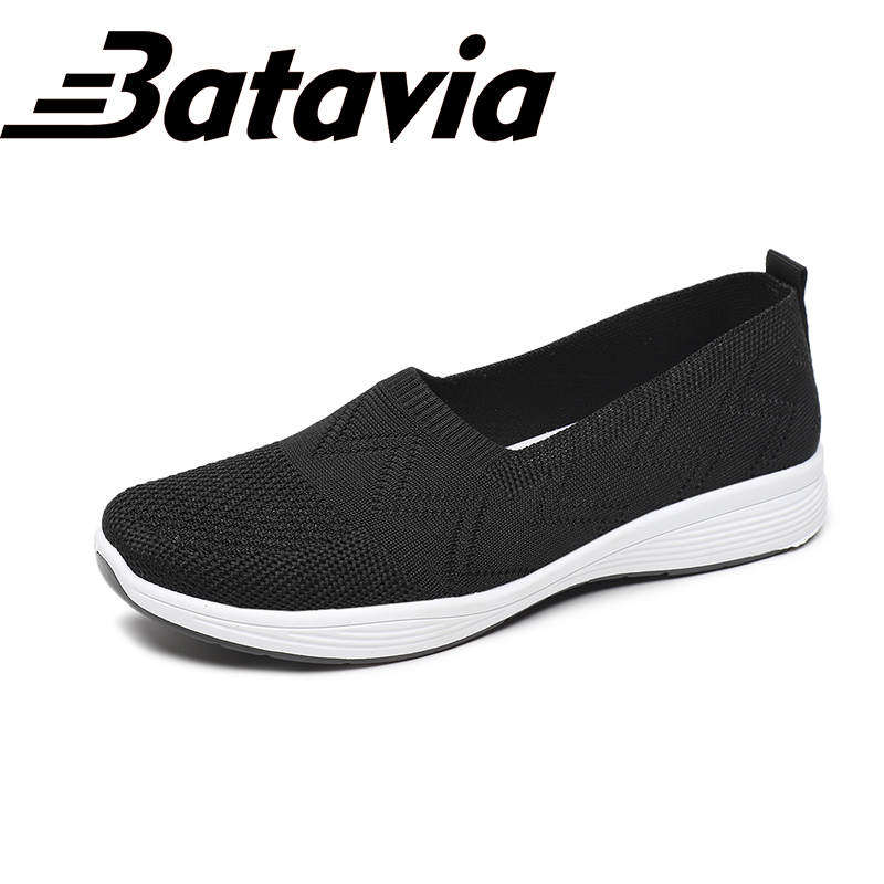 2023 import Batavia Baru sepatu wanita Sepatu hitam Wanita Sepatu rajut Wanita Sepatu Wanita ibu sepatu flat rajut Sepatu Wanita Dewasa Sepatu Wanita slip on Sepatu pantafel Wanita A164