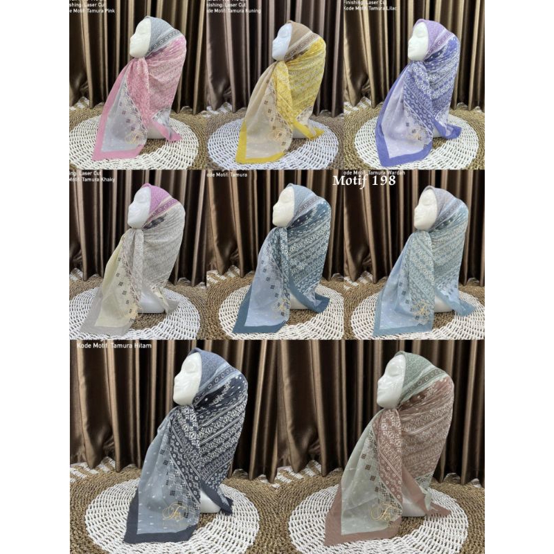 Hijab VOAL PREMIUM Motif 214 Jilbab Segiempat Motif Laser Cut