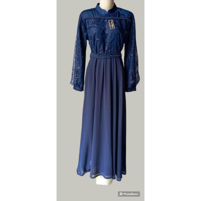 gamis brukat biru dongker limited edition