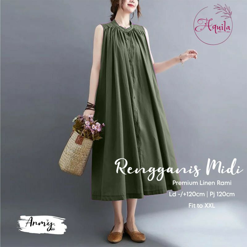 RENGGANIS MIDI ORI BY AQUILA // MIDI DRESS POLOS LD 120 (JUMBO)