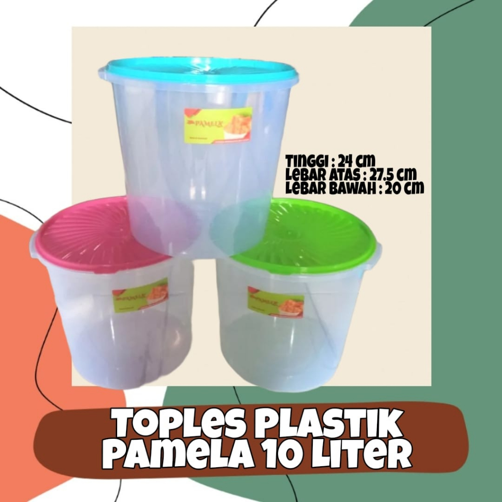 Toples Plastik Pamela 10 Liter / Toples Kerupuk Murah / Toples penyimpanan Makanan