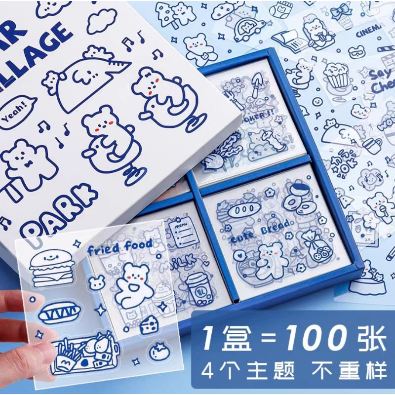 [100pcs] Stiker Box Momo Motif Karakter Warna Cantik Sticker Momo Dekor Dairy Jurnal Sticker Pet Anak Lucu Dan Menarik