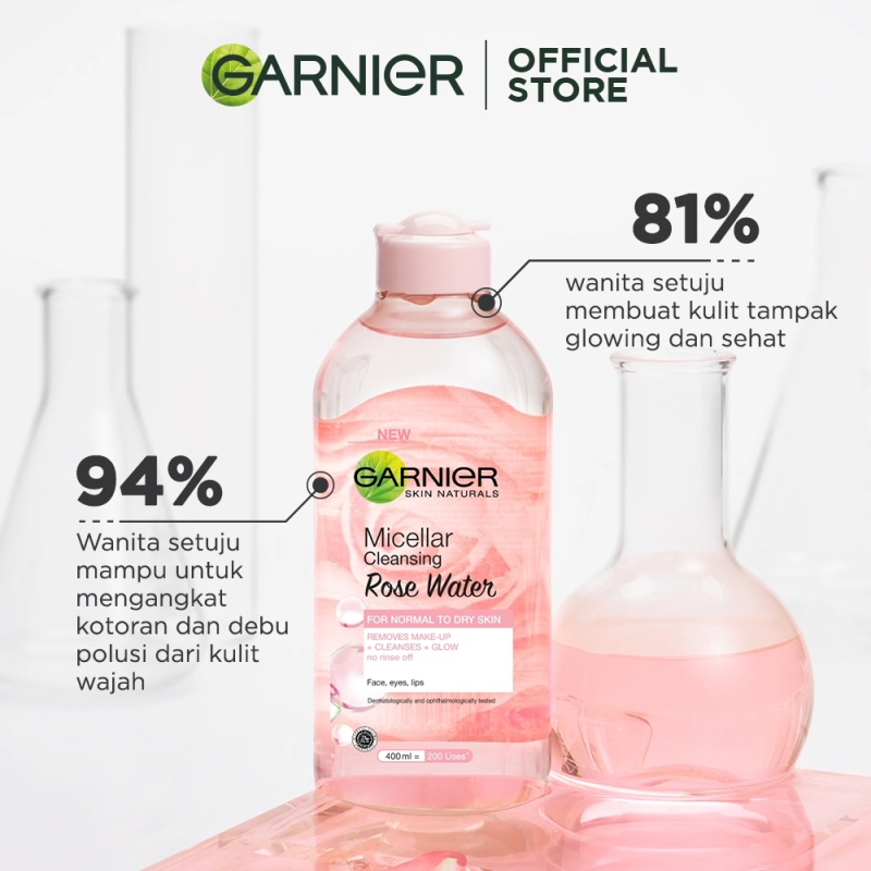 Garnier Micellar Water Series Pink Blue Oil Infused Vitamin C 50ml-400ml Pembersih wajah make up