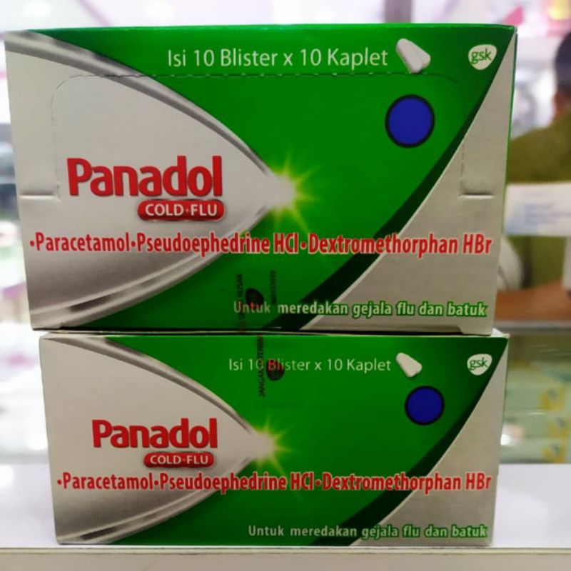 Panadol HIJAU Flu &amp; Batuk BOX isi 100 Kaplet