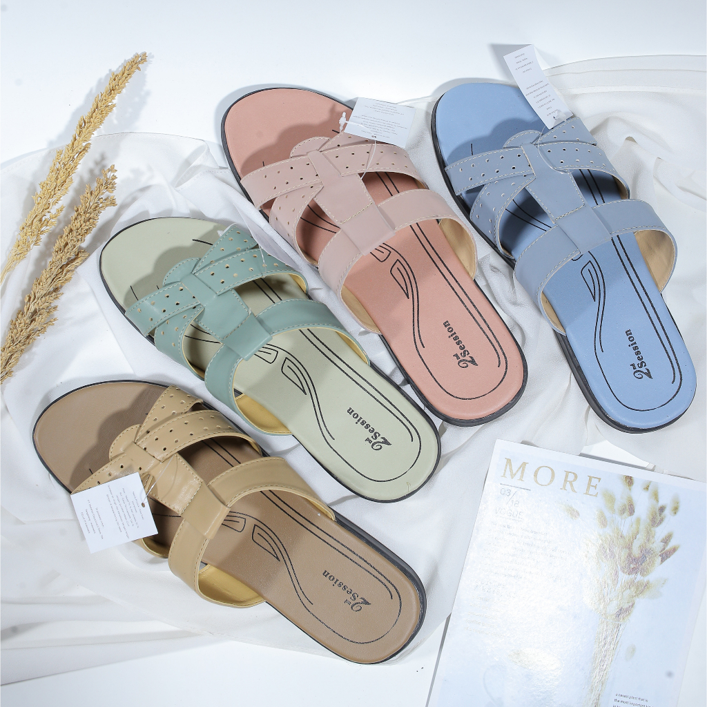 SANDAL SLOP WANITA FLAT TEPLEK TERBARU KEKINIAN SENDAL SELOP PEREMPUAN SLIP CEWEK SLIDE IBU PESTA KONDANGAN SANDAL WANITA SECOND SESSION