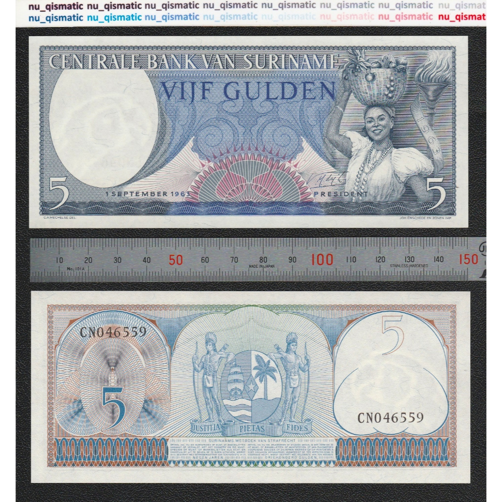 Uang Suriname 5 Gulden tahun 1963, UNC Baru Super Gress P# 120