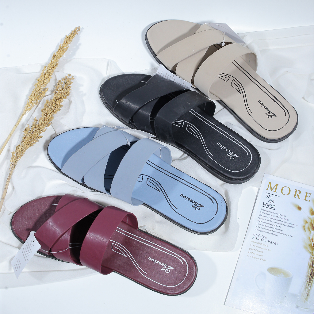 Sandal wanita terbaru/Sandal flat conexion/Sandal 2nd Session hak/Sandal Cewek Second Session elegand