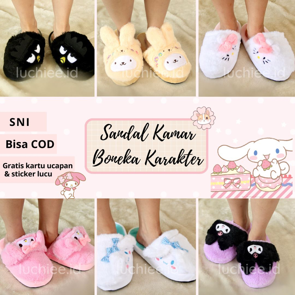 SANDAL SENDAL KAMAR/RUMAH KOREA SANRIO KARAKTER HELLO KITTY CINNAMON ROLL MY MELODY ANAK DEWASA LUCU