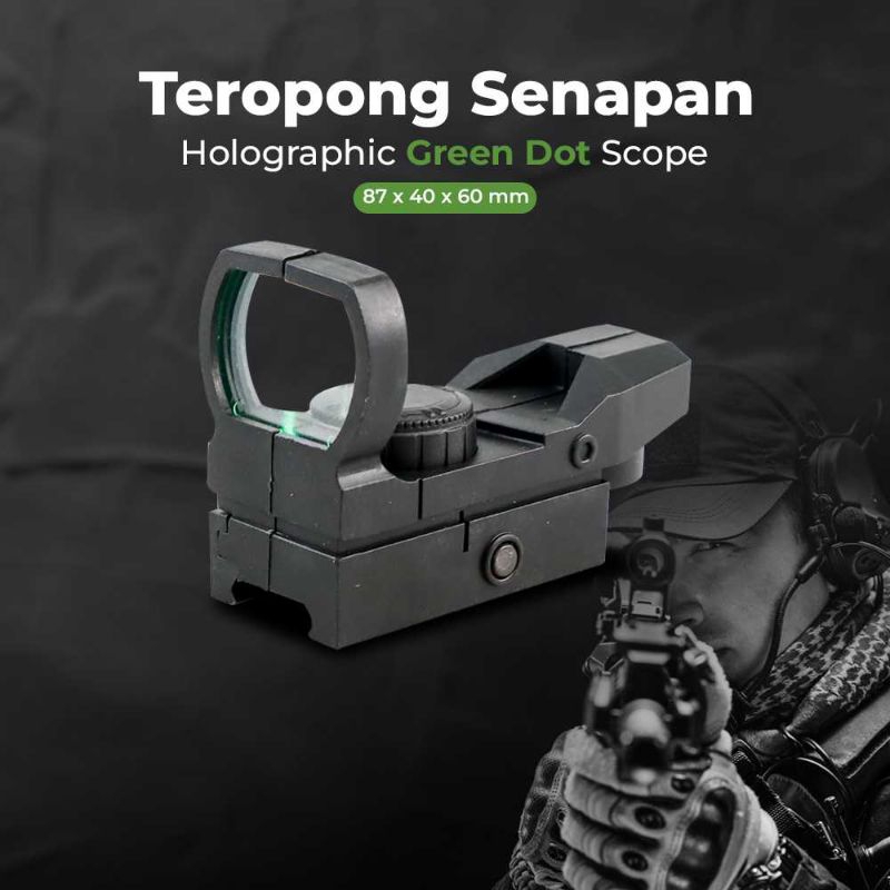 Dongzhur Kekeran Teropong Holographic Green Dot Scope 20mm