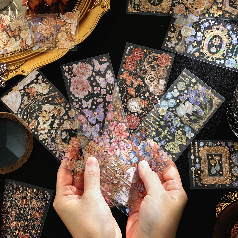 

3 Lembar Gold Flower Vintage Ancient Aesthetic Sticker Stiker Bunga 09