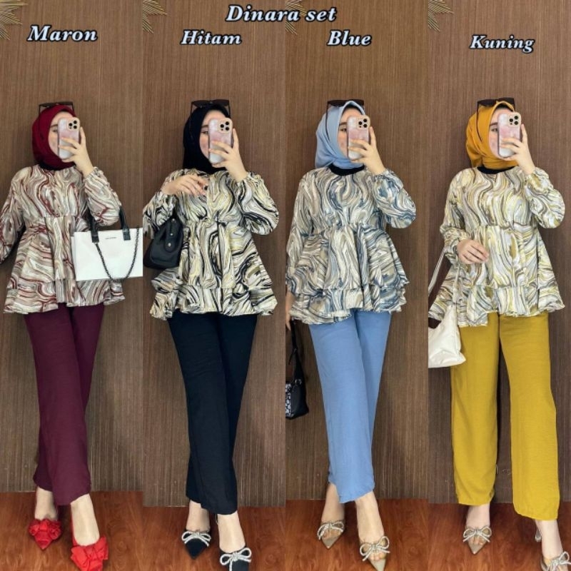 SETELAN DINARA / Setelan shakila premium / Setelan bluse wanita kelinian
